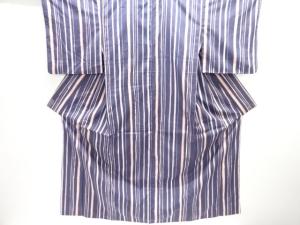 縞模様手織り紬着物